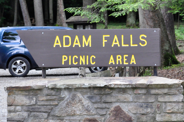 Adam Falls picnic area sign