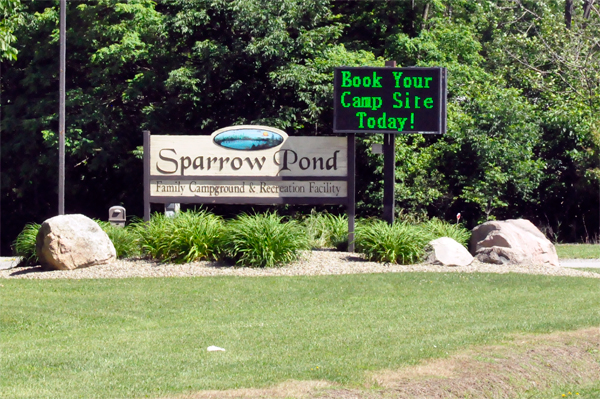 Sparrow Pond Family Campground sign