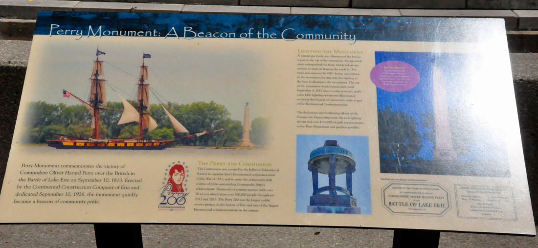 Informative sign about The Perry Monument