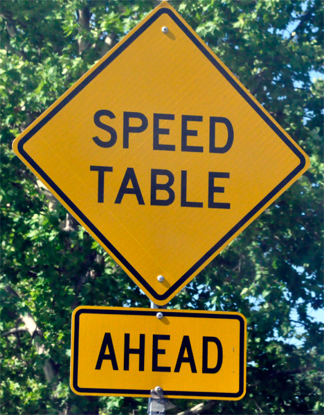 Speed Table sign