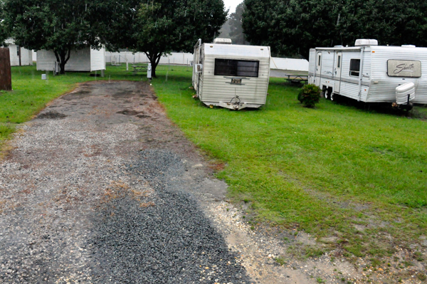 The long, back-in site assigned to the two RV Gypsies
