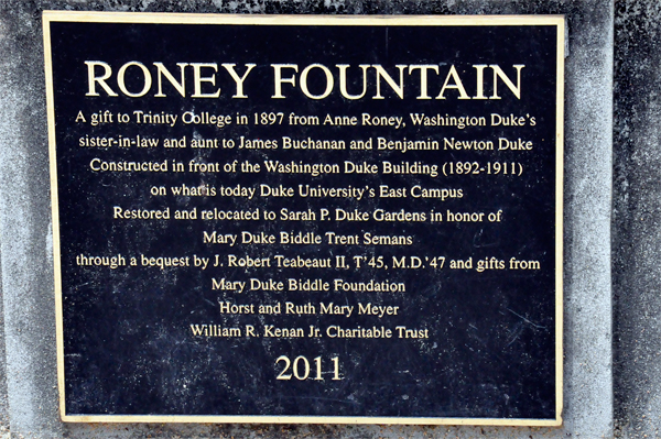 Roney Fountain sign