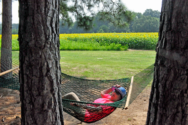Karen Duquette relaxed in ta hammock