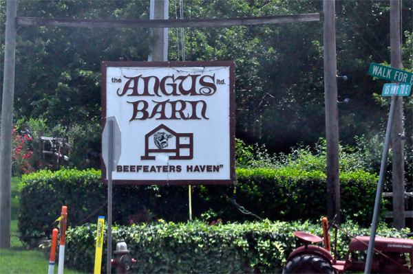Angus Barn Restaurant sign