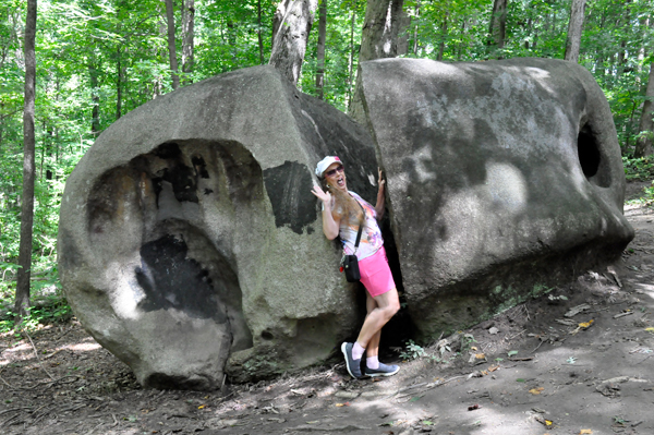 Karen Duquette at the split boulder