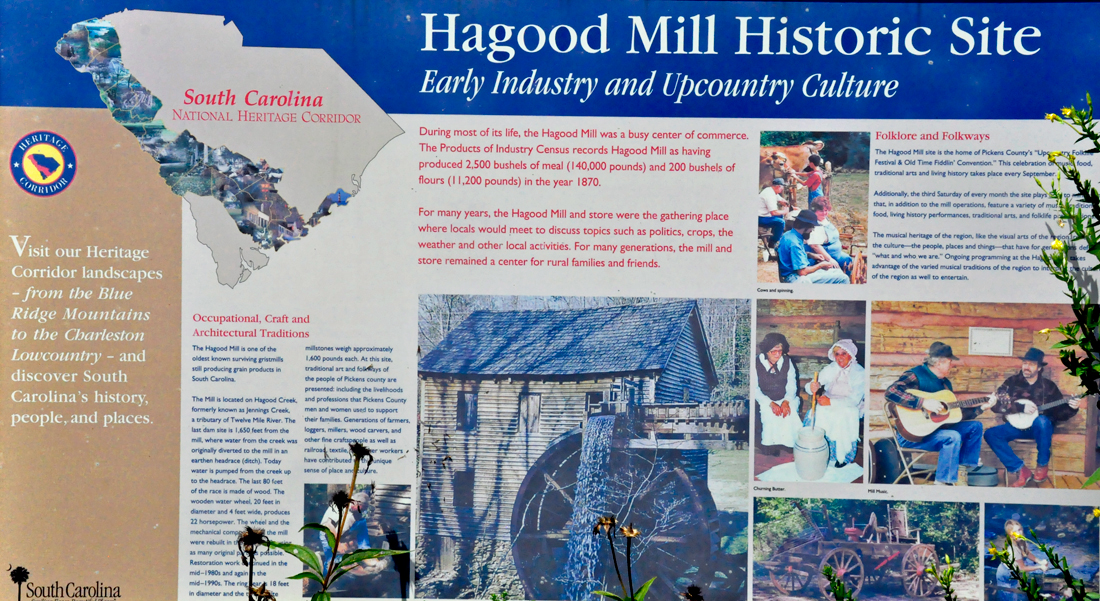 Hagood Mill Historic Site informative sign