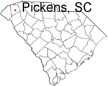 SC map showin location of Pickens