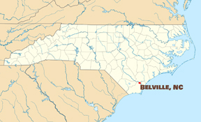 NC map showing location of Belville