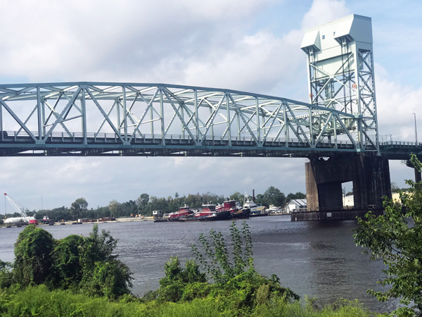 The Wilmington bridge and tugboat