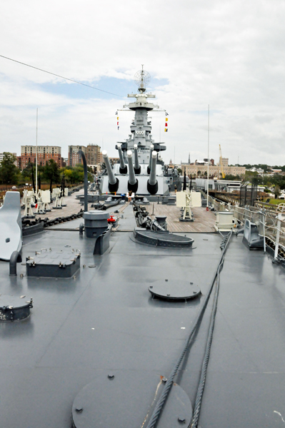 the deck of U.S.S. North Carolina Battleship