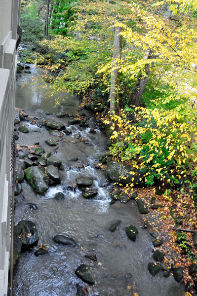 view of the stream from the balcony