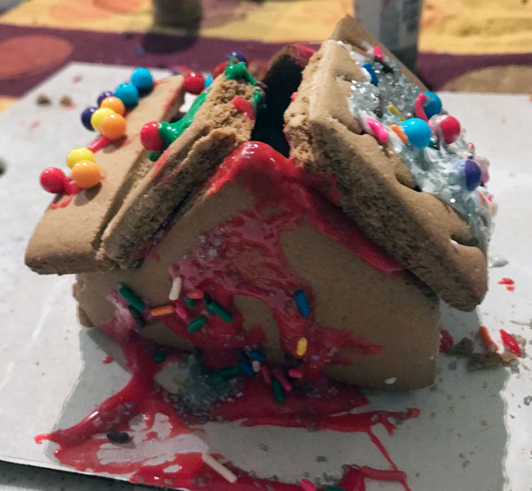 The two RV Gypsies' gingerbread house fell apart.