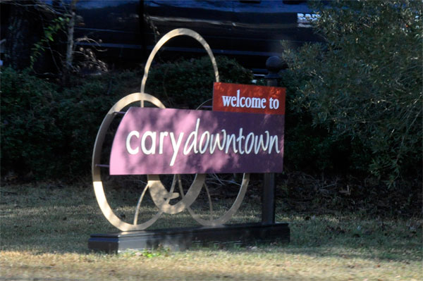 welcome to Cary downtown sign