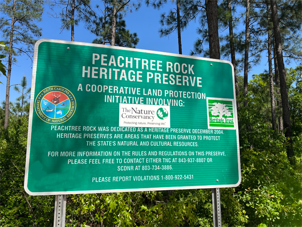 Peachtree Rock Heritage Preserve sign