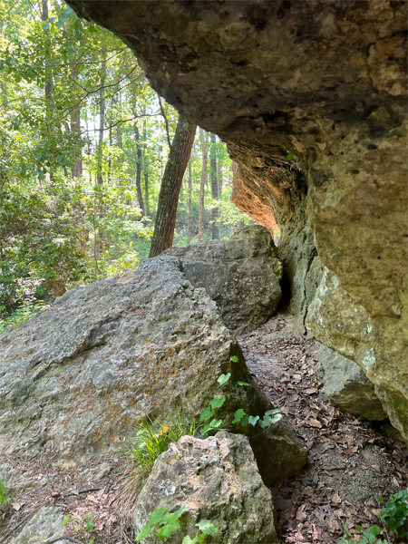 the side of the small cave rock
