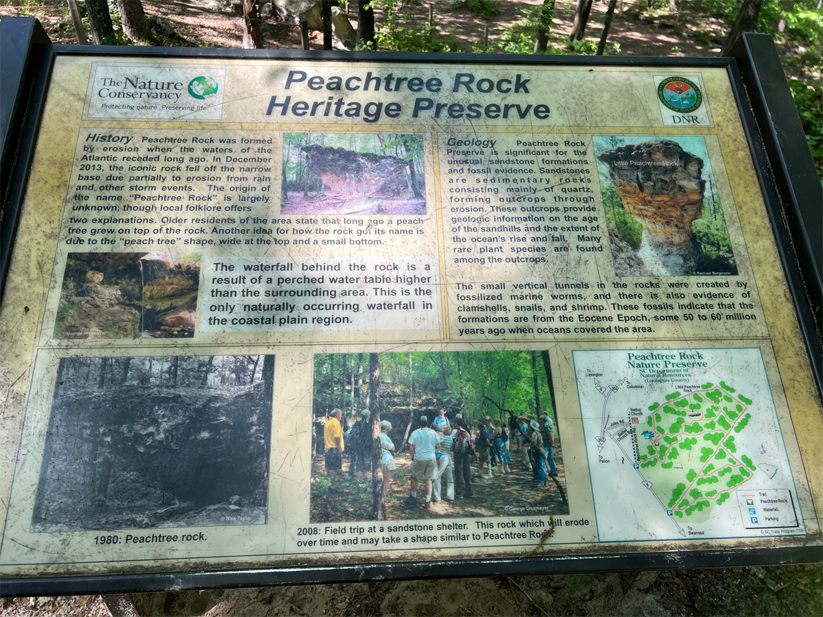 sign about Peachtree Rock Heritage Preserve 
