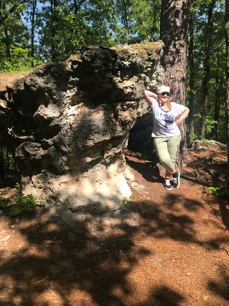Karen Duquette by a big rock