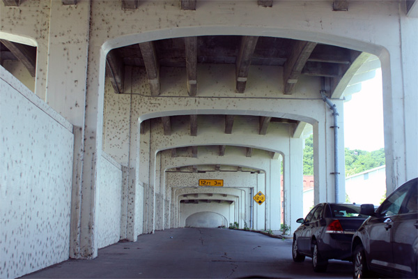 road under a bridge