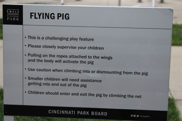 Flying Pig sign and rules