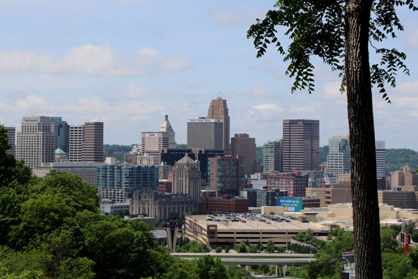 Looking down into Cincinnati