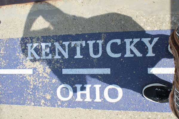 Kentucky Ohio divider line and Karen Duquette's shadow