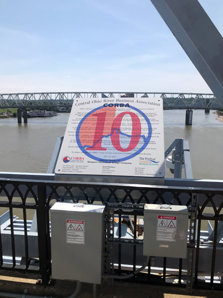 view of the Ohio River sign