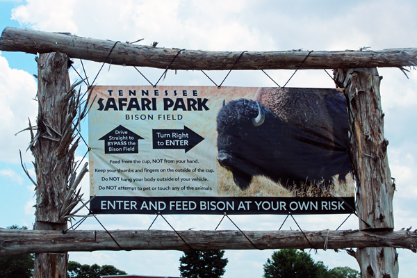 Tennessee Safari Park Bison Field sign