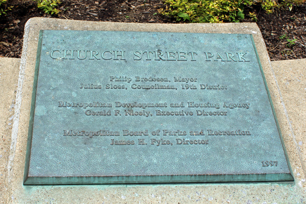 Church Street Park plaque