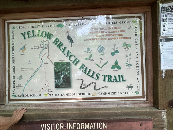 Yellow Branch Falls sign