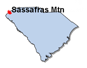 SC map showing location of Sassafras Mountain