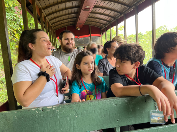 family on Dollywood Express train