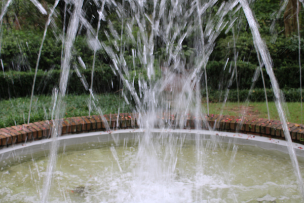 water fountain in The Biedenharn Garden