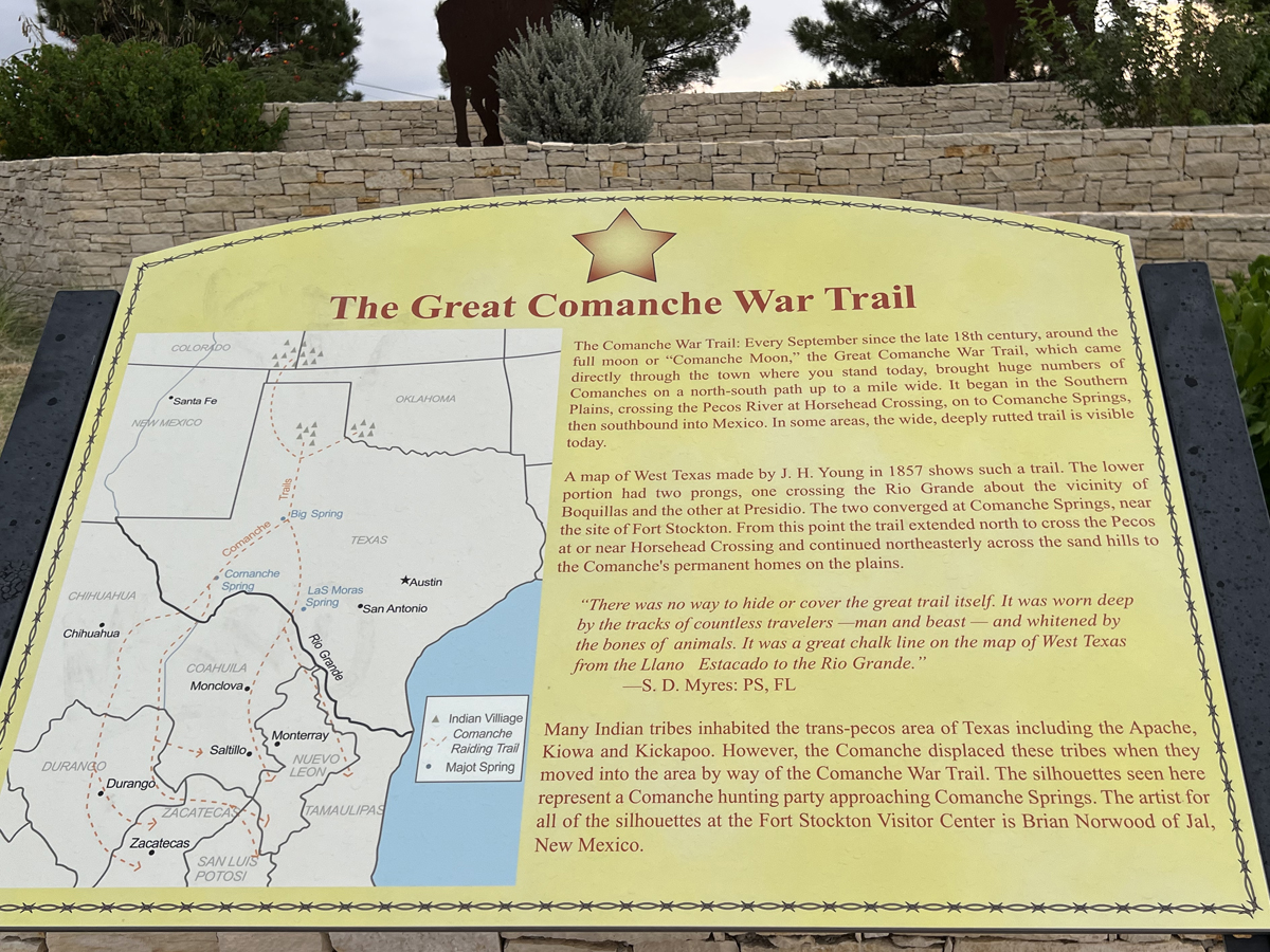 The Great Commanche War Trial informative sign