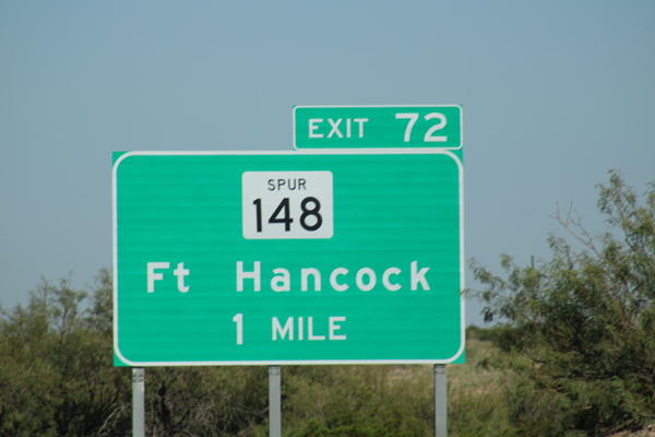 Ft Hancock sign on 148