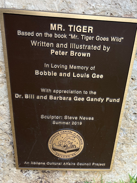 Mr Tiger plaque