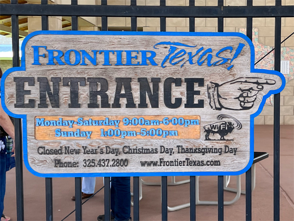 Frontier Texas Entrance