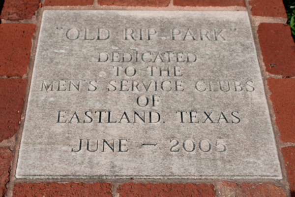 Old Rip Park plaque