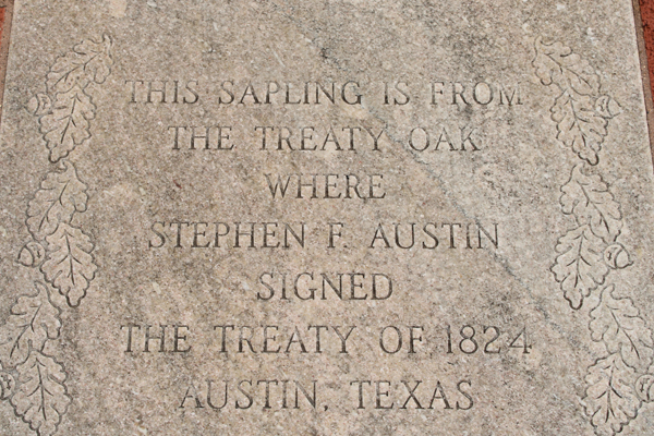 The Treaty Oak plaque