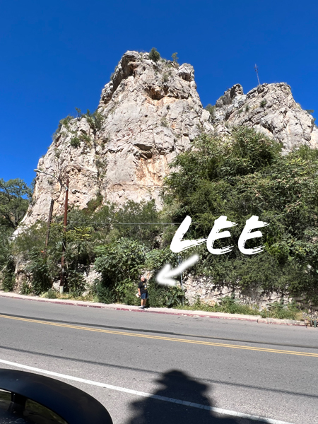 Lee Duquete and a mountain in Bisbee