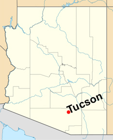 Arizona map show location of Tuscon