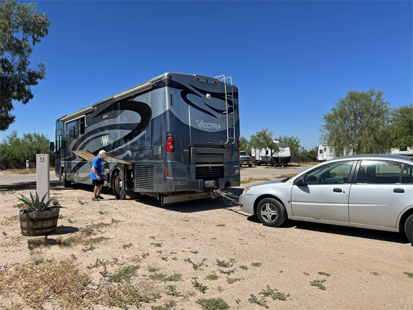 The RV Gypsies' RV and toad