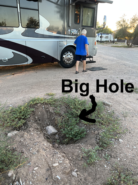 a big hole at the campsite