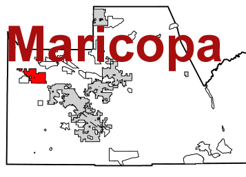Pinal County map with location of Maricopa