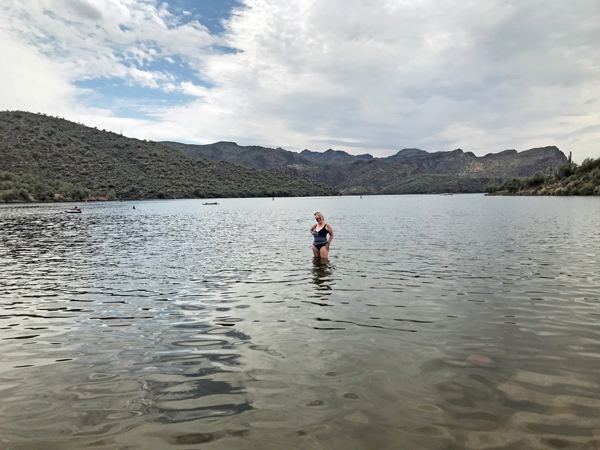 Karen Duquette enjoying the cold water at Saquaro Lake
