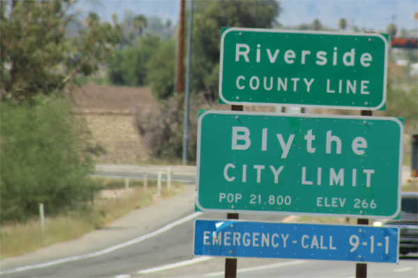 Blythe city limit sign