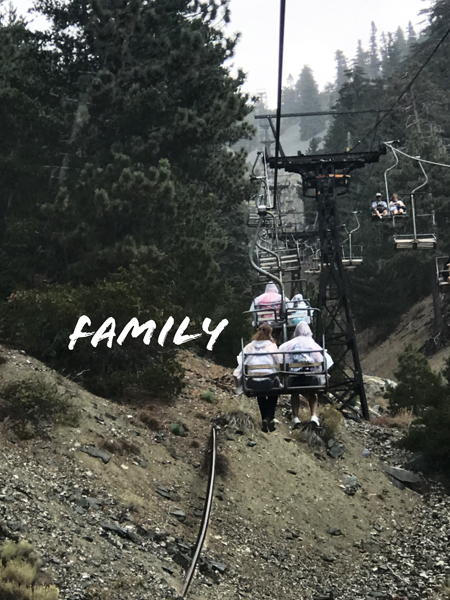 family on the chair lift