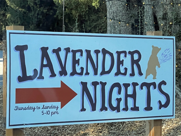 Lavender Nights sign