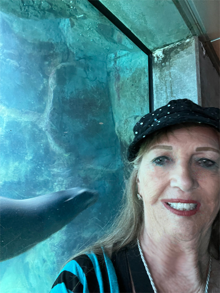 Karen Duquette and a sea lion