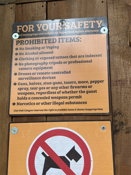 sign about prohibited items