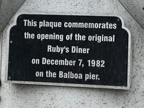 Rubys Diner plaque